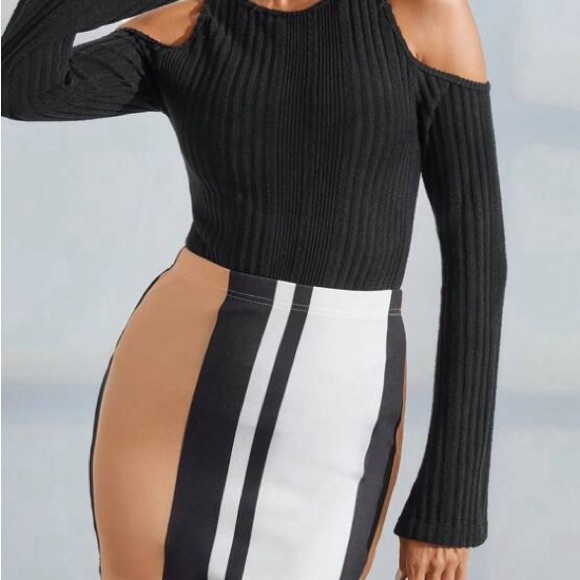 Cold Shoulder Rib- Knit Crop Top & Mini Skirt Set *NEW* - Picture 2 of 6